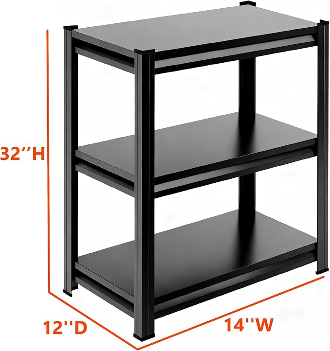 3-Tier End Table, Sofa Side Table for Small Space with Storage Shelf, Couch Table & Nightstand for Living Room, Bedroom, Office,32''H×14''W×12''D