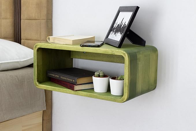 Floating Nightstand Wooden, Bedside Table, Nightstand Shelf, Handmade, Wall Mounted Bedside Shelf, Minimalist and Unique Style (Jakarta)