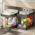 Metal Under Sink Organizerand Storage,2 Tier Pull-Out Cabinet Drawer Shelf Organizer, Bathroom Kitchen Multi-Purpose Under Sink Organizer and Storage Cabinet (Black, 1 PC)