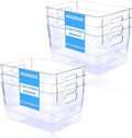MOONEDGE Open Clear Plastic Storage Bins Stackable Organizer Containers with Handles for Kitchen, Pantry, Fridge, Cabinet, Closet Storage & Home Organization 6 Pack（11 x 8 x 6 in）