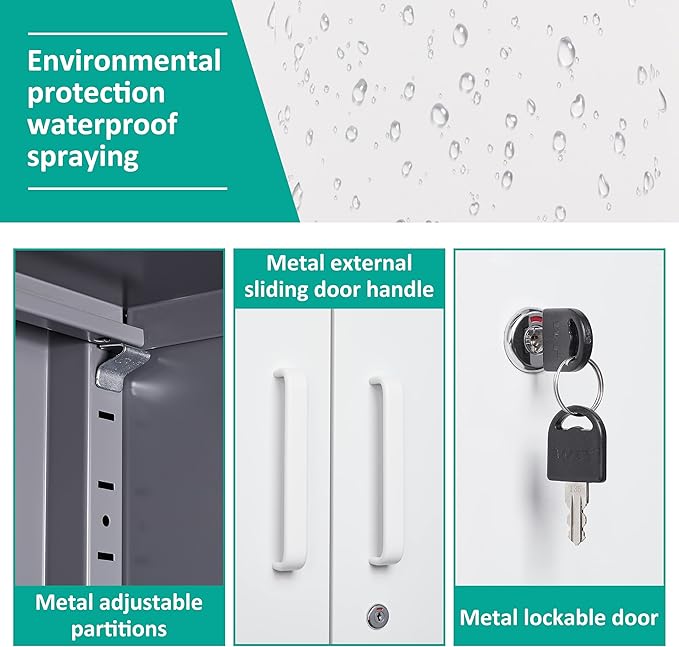 Metal Storage Cabinets with Doors and Shelves,71" Garage Storage Cabinet with Locking Doors,Tall Storage Cabinets with Lock for Home,Office,Gym,Bathroom,Kitchen