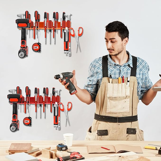 Metal Screwdriver Organizer, Wall Mount Plier Organizer Hammer Holder, Hand Tool Storage Rack for Garage Workshop Workbench(orange, 1PC)