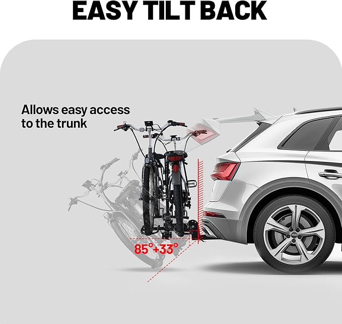 Young Bike Rack Hitch for Car - 200LB 2-Bike Rack Hitch Mount Platform Style Hitch Bike Rack，Smart Tilting & Easy Fold for Car SUV with 2 Inch Receiver，Bike Carrier Fits Up to 5-inch Fat Tire