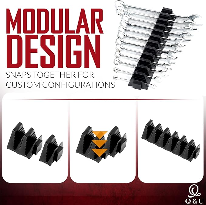 Q&U Wrench Organizer Modular System – 48 PCS Magnetic Wrench Organizer for Tool Box Drawer, Modular Wrench Organizer and Wrench Storage Rack, Heavy Duty Wrench Holder