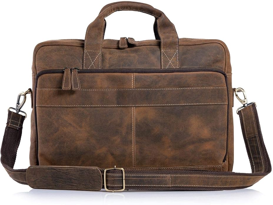 KomalC 16 Inch Leather briefcases Laptop Messenger Bags for Men and Women Best Office Satchel Bag