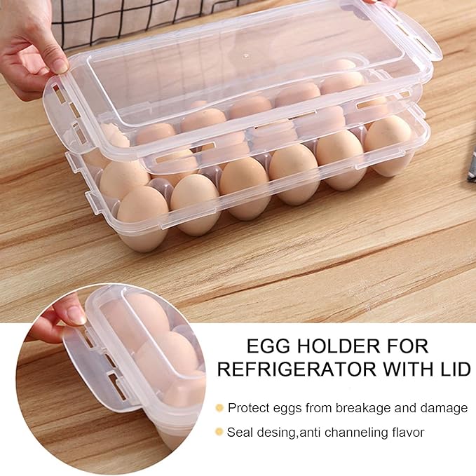 XBY-US 4 Pack Covered Egg Holders,Egg Holder For Refrigerator,travel egg Storage Container,Plastic Refrigerator Egg Trays,camping egg box,Deviled Egg Tray Carrier with Lid Fits 18X4 Eggs(72 Eggs)