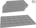 Novel Box 5 Pack 24-Slot Gray Liner Jewelry Storage Tray Inserts 14.75x8.25x1 Inches - Jewelry Organizer Pad for Drawers & Store Displays - Jewelry Display Pads for Rings Earrings & Pendants