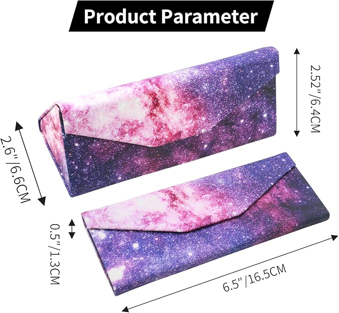 Foldable Glasses Case, Magnetic PU Leahter Sunglasses Case, Cute Hard Shell Folding Eyeglass Cases for Women Kids
