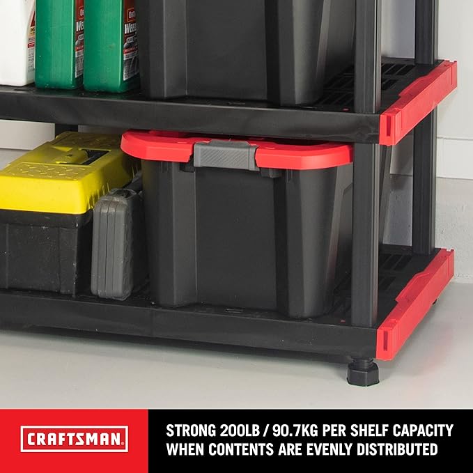 CX Craftsman, 4-Tier Highly Durable Storage Rack, 200lbs/shelf, (55H x 40W x 24D), Interlocking Shelving Unit and Weather-Resistant Design, American Made Garage Shelf