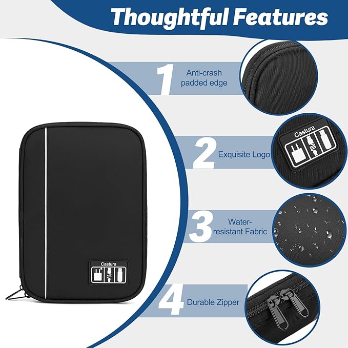 Electronic Organizer Travel Case, All-in-One Portable Cable Organizer Bag for Storage, Cord Organizer Tech Accessories for Cables, Chargers, Power Bank, Flash Drive, SD Card