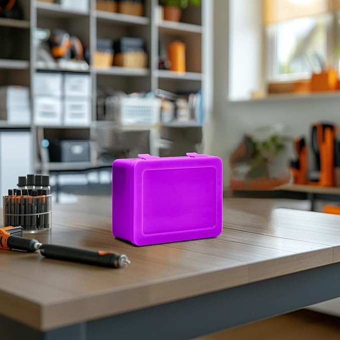 Battery Organizer Storage Box, Garage Case Holder for 24* AA, 30* AAA Batteries (Bag Not Include Batteries Pack) (purple)