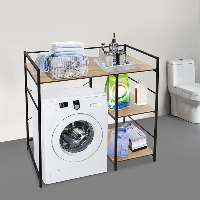 3-Tier Washing Machine Storage Utility Rack, Bathroom Washer Dryer Storage Shelf, Modern Storage Shelf, for Kitchen Laundry Narrow Places