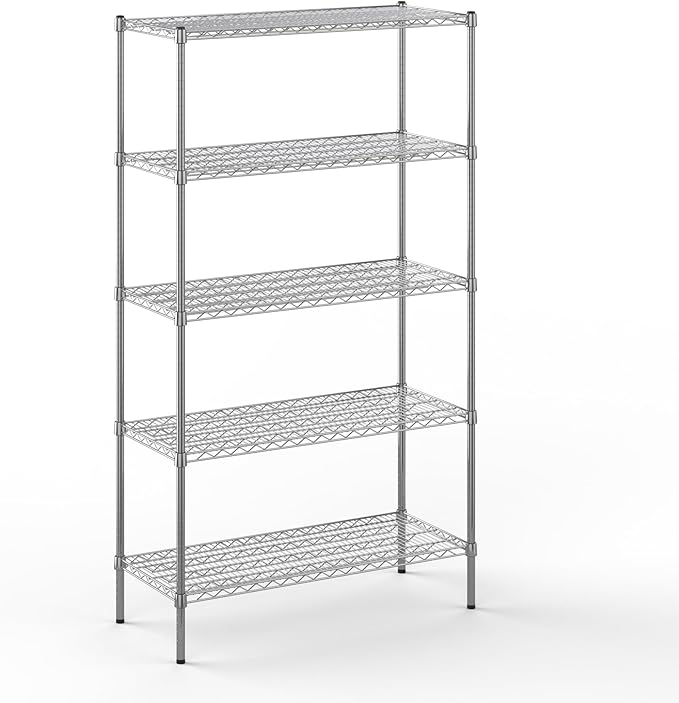 18" Deep x 42" Wide x 74" Height Wire Shelving Kit | 5-Tier | NSF Commercial Storage Rack Unit