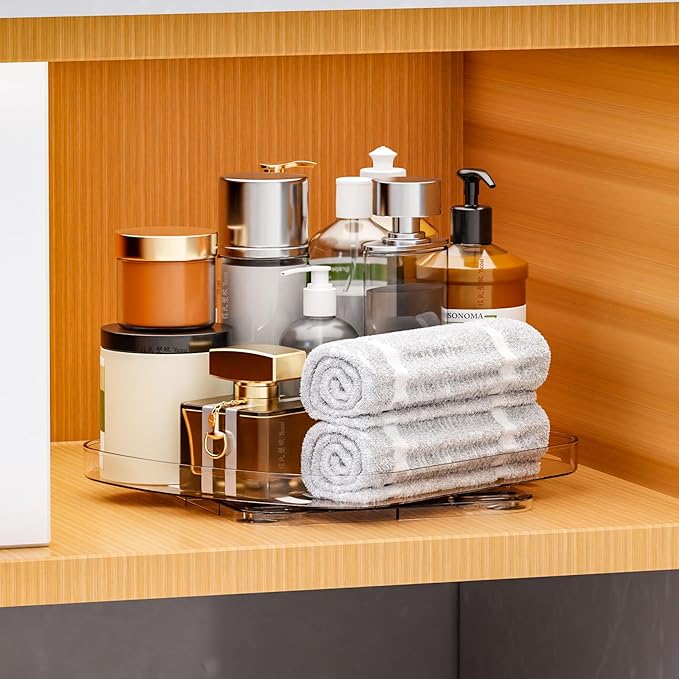 Yieach Clear Refrigerator Lazy Susan Turntable,11.9''x10.2'',Square Fridge Turntable Organizer,Large Rotating Fridge Tray for Kitchen,Countertop,Pantry,Cabinet,Jars and Condiment Organizer,Pack of 1