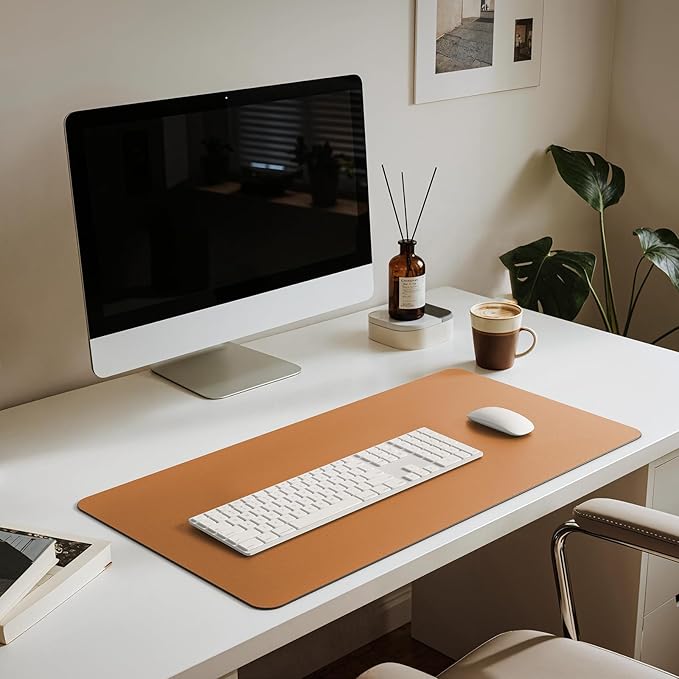 Jotsome Leather Desk Pad Mat, Non-Slip Desk Blotter Pad - Desk Protector for Office, Home, Laptop, and Desktop, Gift for The Holidays or Christmas (Tan, 34" x 17")