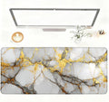 White Marble Mouse Pad – Large Extended Desk Mat 35.43 x 15.75 in – Elegant Gold Vein Design, Non-Slip Rubber Base, Waterproof Surface, Keyboard & Mouse Pad for Office, Gaming, Home Decor