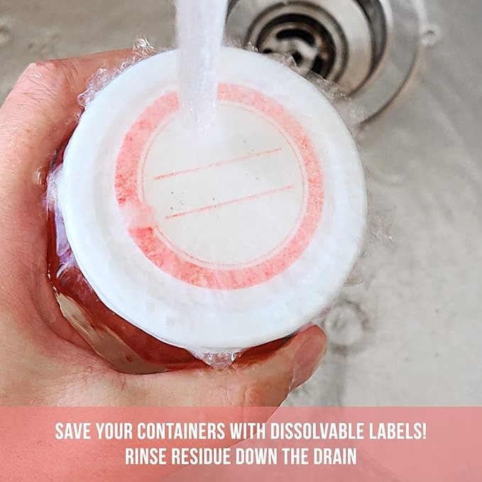 Canning Labels Dissolvable Stickers for Mason Jars and More (2" Round 200/roll) Canning Supplies Washes Off in Seconds Like Magic - Jar Labels Homemade Jam, Jelly, and More (Coral)