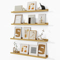 Fun Memories Picture Ledge Shelf, Floating Shelves Set of 4, 32 Inch Picture Shelves for Wall with Ledge, Large Nursery Book Shelf for Toys Storage, Living Room, Bedroom Decor Frames, Oak