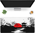 Desk Mat,Japanese Landscapes with Mountains Gaming Mouse Pad,XXL Extended Mouse Pad Mat for Office,Computer,Keyboard with Non-Slip Base Stitched Eges Mousepad 35.4x15.75 inch