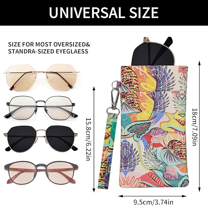 Double Eyeglass Case Soft Dual Glasses Case for Women Men Travel Squeeze Top Sunglasses Cases Eyeglasses Pouch