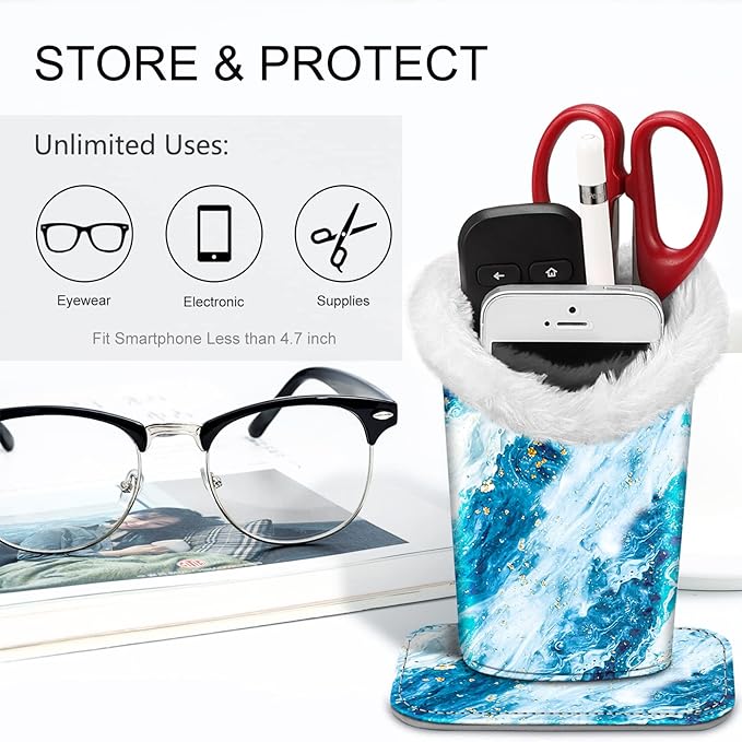 Fintie Plush Lined Eyeglasses Holder, Glasses Stand Case, Anti-scratch Glasses Storage Organizer for Desk, Nightstand, Office
