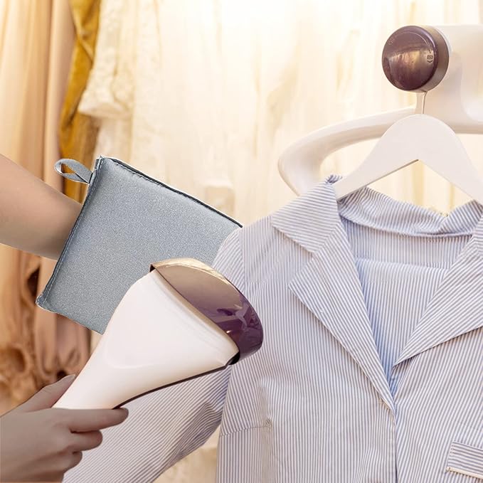 Garment Steamer Ironing Glove Mitt with Finger Loop for Clothes Steaming Mitt Anti Steam Mini Handheld Ironing Pad Board Heat Resistant Steamer Hand Protector with hanging loop for Steaming Clothes
