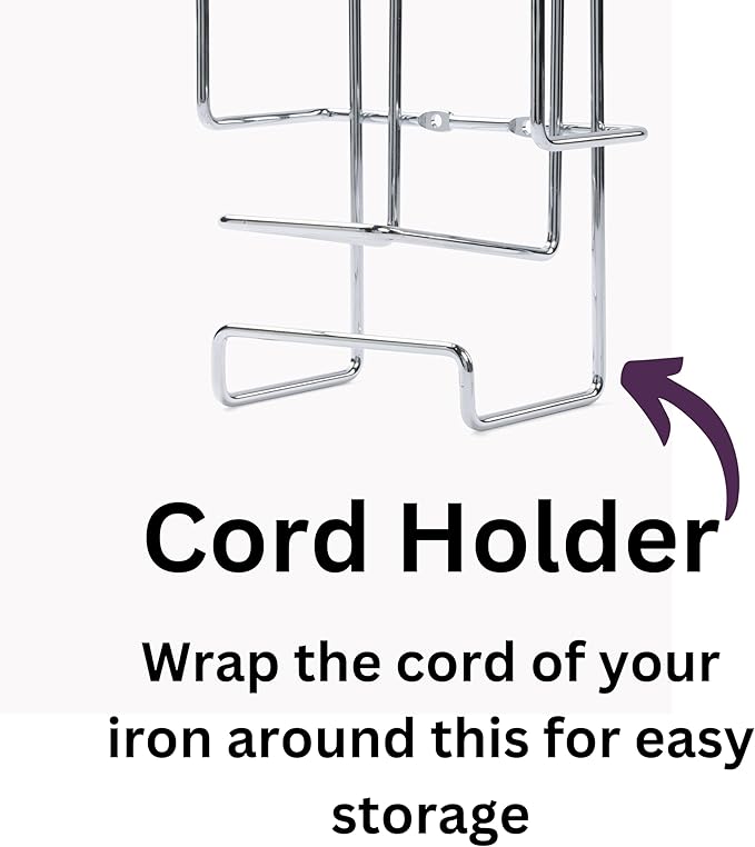 JERDON Ironing Board Holder and Iron Caddy - Stainless Steel Iron Holder with Hook - J525C