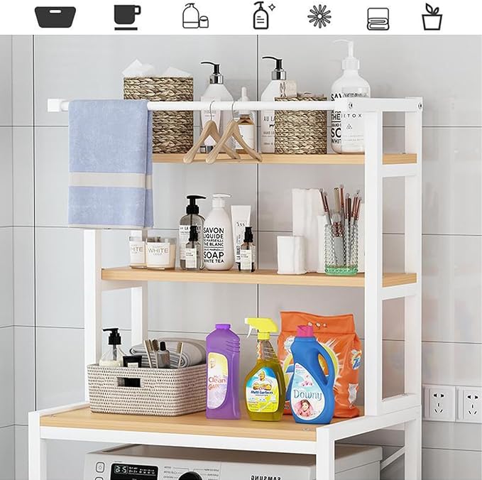 Gdrasuya10 Over The Washer and Dryer Storage Shelves for Laundry Organization, 3 Tier Washing Machine Storage Utility Rack Freestanding Laundry Storage Shelf Organizer Space Save (White)