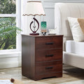LIDYUK Dresser for Bedroom, Wood Dresser with 3 Drawers, Modern Minimalist Dressers & Chests of Drawers, 21 Inches Side Table Nightstand with Charging Station for Bedroom, Dark Cherry