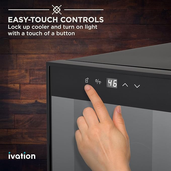 Ivation Premium 6 Bottle Horizontal Thermoelectric Wine Cooler/Chiller Counter Top Red & White Wine Cellar w/Digital Temperature, Freestanding Refrigerator Quiet Operation Fridge