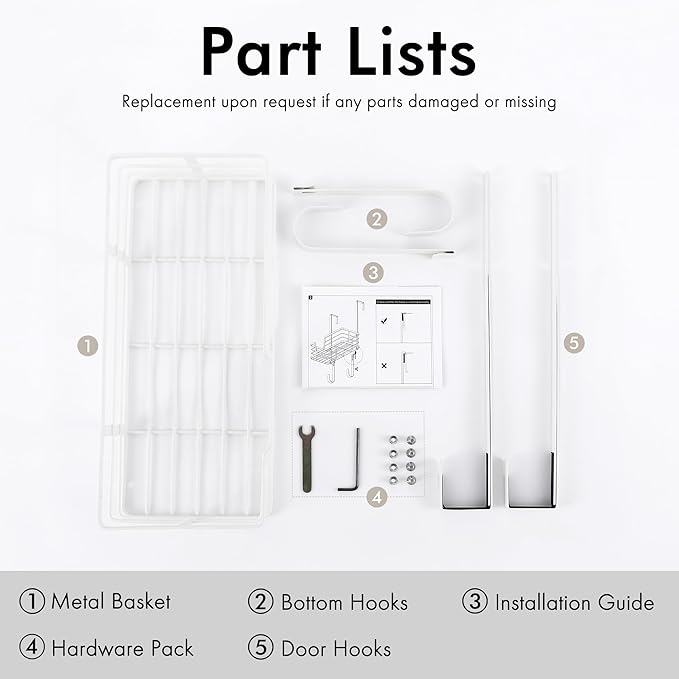 KES Ironing Board Hanger, Over The Door Ironing Board Holder, T-Leg Ironing Board Door Hanger for 1 3/4" Door, Metal Iron Holder White, HIR500B-WH
