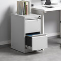 2 Drawer File Cabinet with Lock, Vertical Metal Filing Cabinet Under Desk Storage Cabinet, Legal Letter File Cabinets for Home Office, Easy Assemble (White)