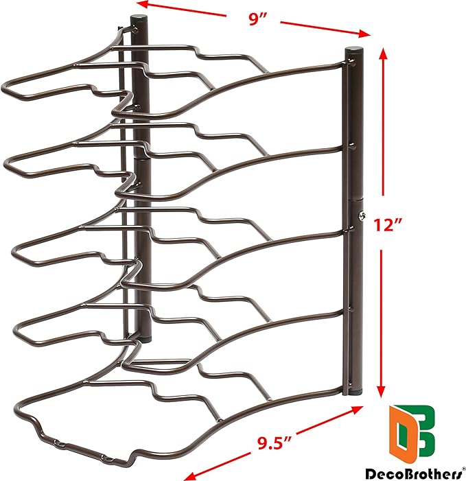 Deco Brothers Pan Organizer Rack for Kitchen Cabinet and Counter, Bronze