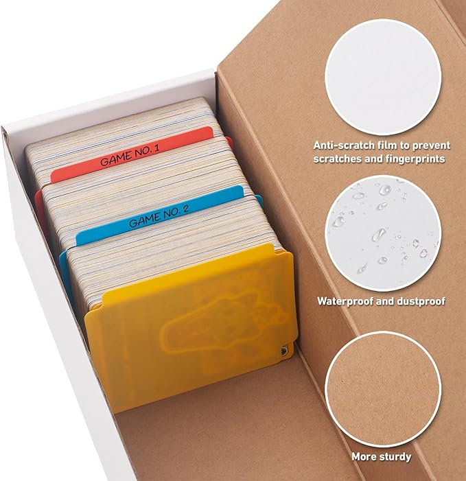 6 Pack Trading Card Storage Box,Cardboard Sports Game Card Storage Collector Boxes with 10 PCS Dividers,Card Organizer for Baseball Football Basketball Cards,Hold 3,600 Standard Trading Cards