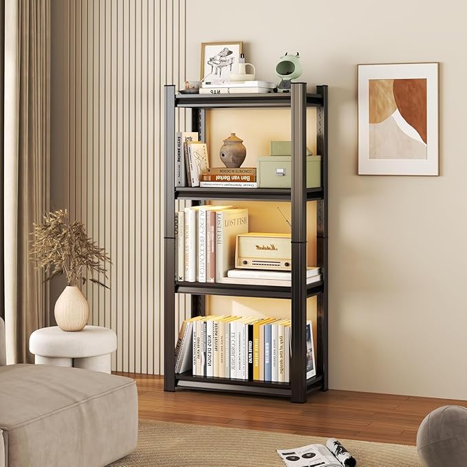 Storage Shelves, Garage Metal Shelving Unit, Adjustable, Double-Layer Column with Reinforced Ribs, Heavy-Duty, Capable of Bearing 2400 lbs, Suitable for Garage, Warehouse, Kitchen Storage