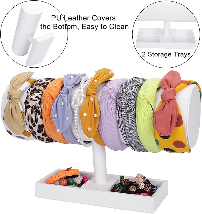 White Leather Headband Holder Organizer Storage Headband Stand Display Baby Headband Organizer for Girls Women
