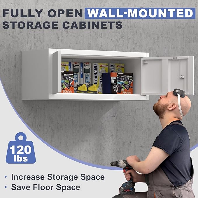 Floating Storage Organization for RV, Hanging Cabinets with Key, 13” H 2 Door Locking Wall Storage Cabinet for Kitchen, Pantry, School, Wall Storage with Lockable Doors, Assembly Required