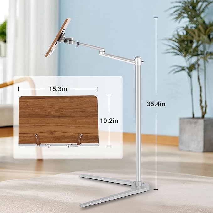 FAHKNS Book Stand for Reading，Multifunctional Book Stand for Reading with Wooden Platform & Elastic Book Clip，Suitable for Holding Books，Laptops，Tablets，Mobile Phones，Projectors