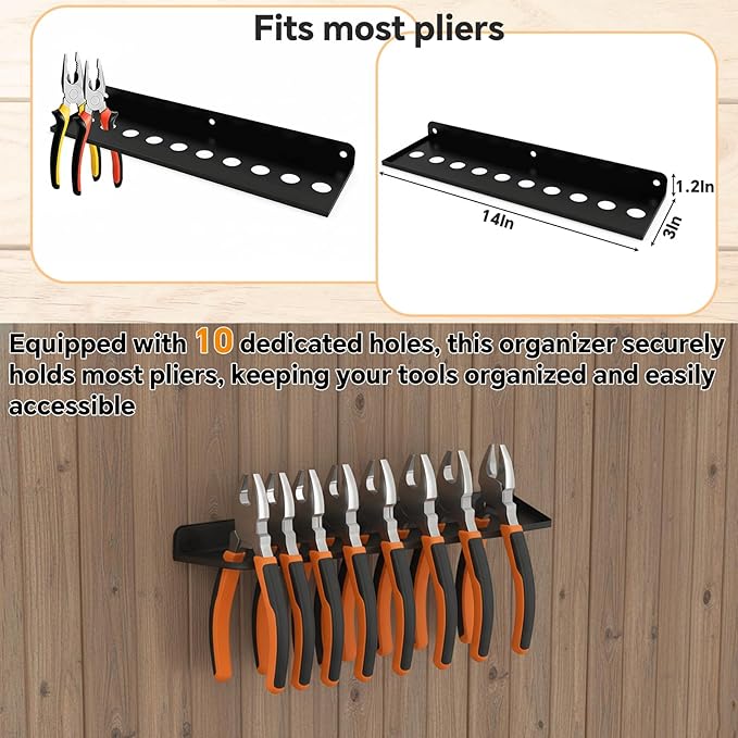 Wall Mount Screwdriver Organizer, Plier Organizer, Hammer Rack, Hand Tool Organizer and Storage Rack Wall Mount for Workshop Shed Garage Workbench Home, 4 pack