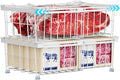 iSPECLE Freezer Organizer Bins - Fit 10 to 20 Cu Ft Chest Freezer, 2 Pack Large Expandable Stackable Deep Freezer Organizer Bins Sort and Easily Get Food without Digging in the Freezer, White