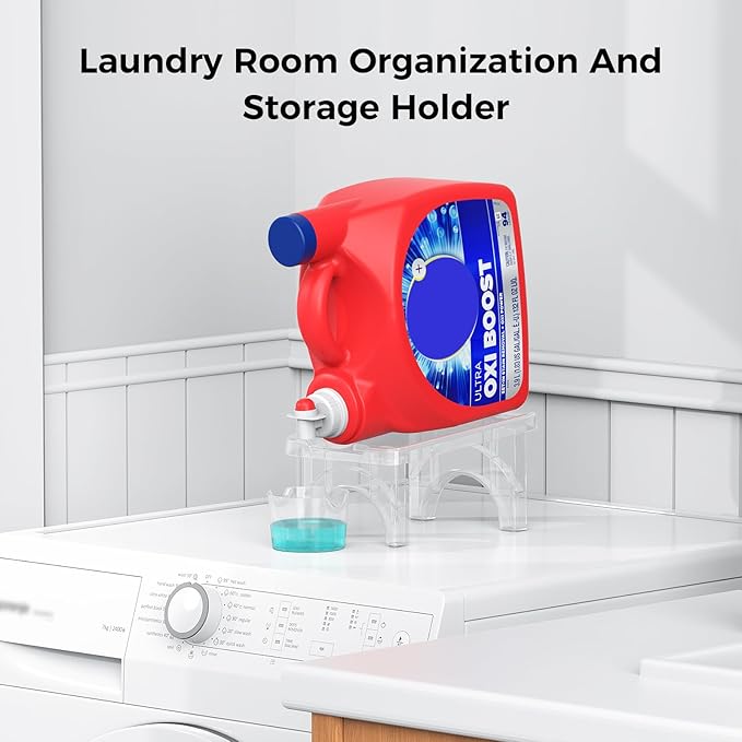 Liquid Laundry Holder, Stand for Laundry Room Organization and Storage, laundry detergent dispenser (Clear) (1Pack)