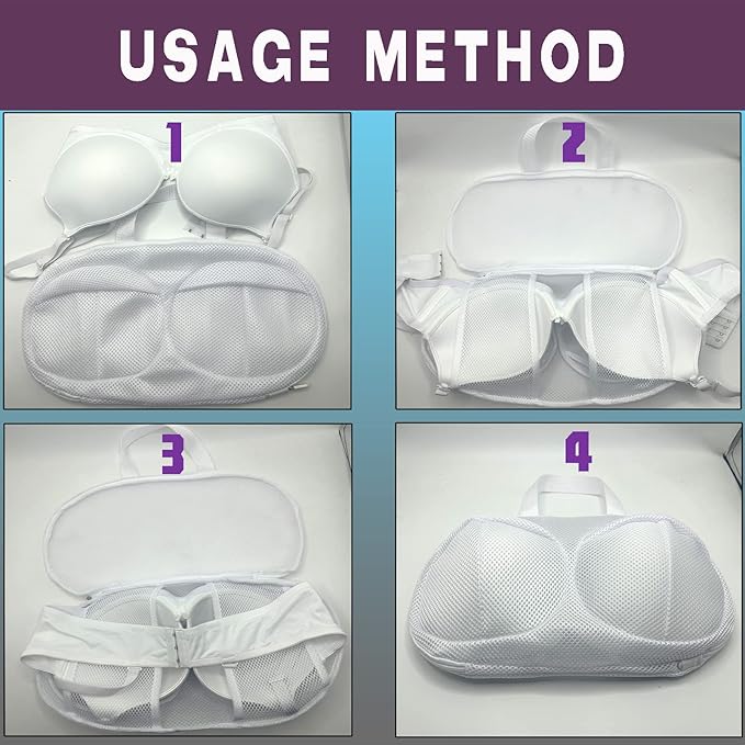 Large Bra Laundry Bags for Washing Machine, Fits All Cups Anti Deformation Bra Washing Bag, Lingerie Bags for Washing Delicates (2 Pack White)