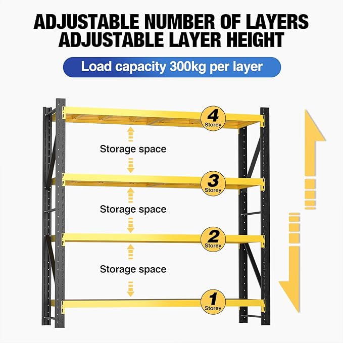 torage Shelves,Garage Shelving Heavy Duty Metal Adjustable Garage Shelves, Shelving Units Industrial Shelving for Warehouse (Yellow and Black, W59.1*D23.6*H78.7)