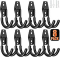 8 Pack 4.7x2.6 inch J Heavy Duty Garage Hooks,Solid Steel Wall Mount Hangers,with Anti-Slip Coating,for Hanging and Organising Ladder,Bike,Ropes,Broom,Garden,Yard and Power Tools
