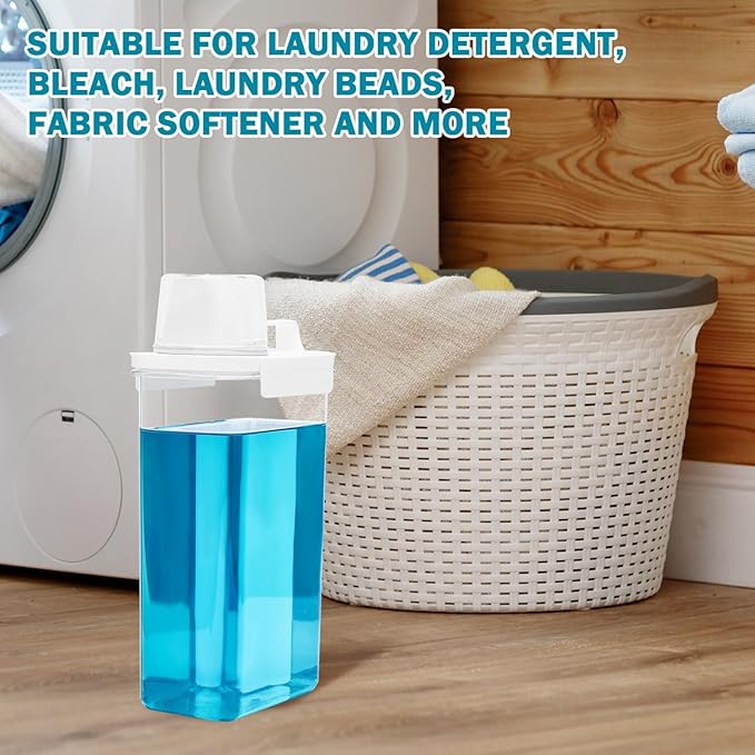 2 Pack 78 oz Liquid Laundry Detergent Dispenser Laundry Detergent Container Liquid Detergent Dispenser for Laundry Room Organization with 6 Removable Labels for Softener Bleach Powder Soda