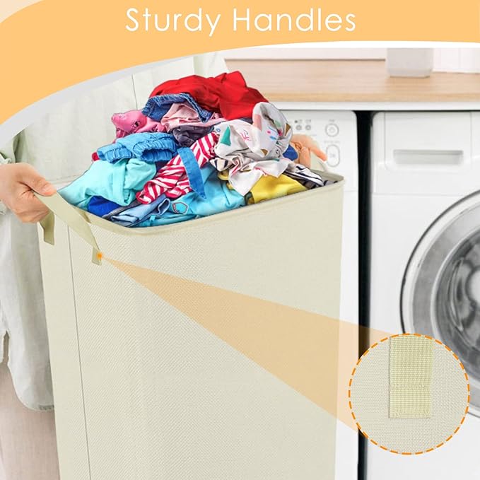 SNIGJAT Large Laundry Hamper, Tall Laundry Hamper with Sturdy Handles, Hampers for Laundry, Rectangular Dirty Clothes Hamper for Bedroom, Extra Large Laundry Basket for Clothes Toys, 80 L