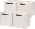 HNZIGE Foldable Cube Storage Bin(4 Pack) Storage Baskets for Shelves, Closet,12x12 Storage Cube Bins Baskets for Cube Organizer, Fabric Storage Cubes for Storage Home Organization with Handles(Cream)