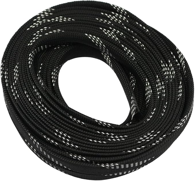 30ft PET Expandable Sleeving Wire Cable Sleeve (3/5", Silver&Black)