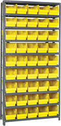 Quantum Storage Systems 1875-204YL Store More Steel Shelving Unit with 6" Shelf Bins, 18" D x 36" W x 75" H, Yellow