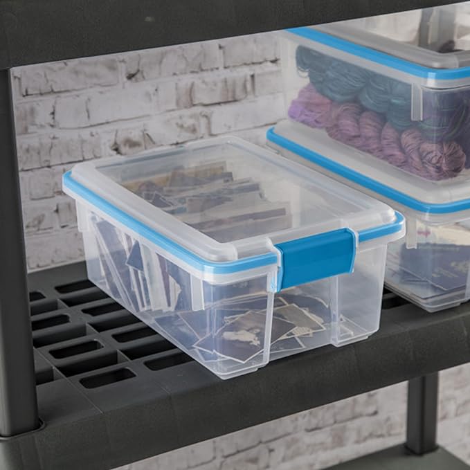 Sterilite 12-Pack Gasket Box, Weather-Resistant Storage Bins with Latching Lids, 12 Quart - Heavy-Duty Organizing Containers for Closet, Bathroom, and Office